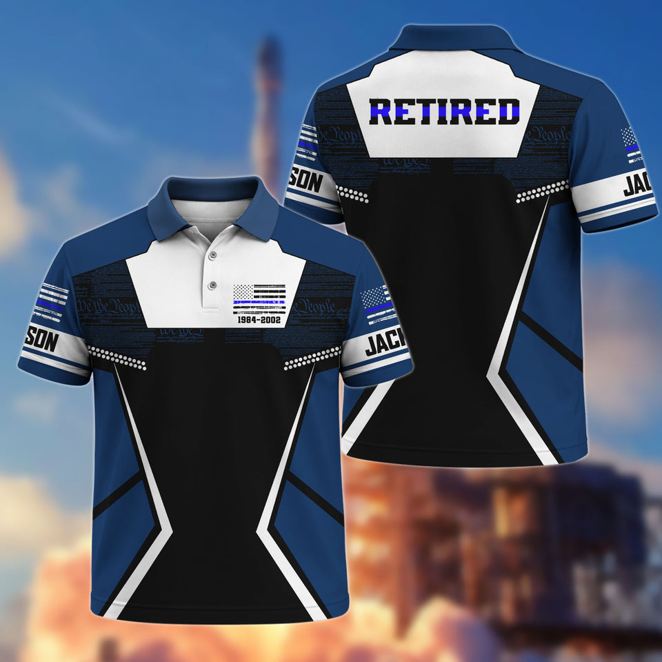 Premium Retired Blue Thin Line Police Polo Shirt 1300326, Gifts For Officers Gifts For Police Man