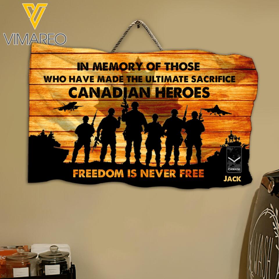 Personalized Canadian Soldier/Veterans Wood Sign Printed 22APR-HC06