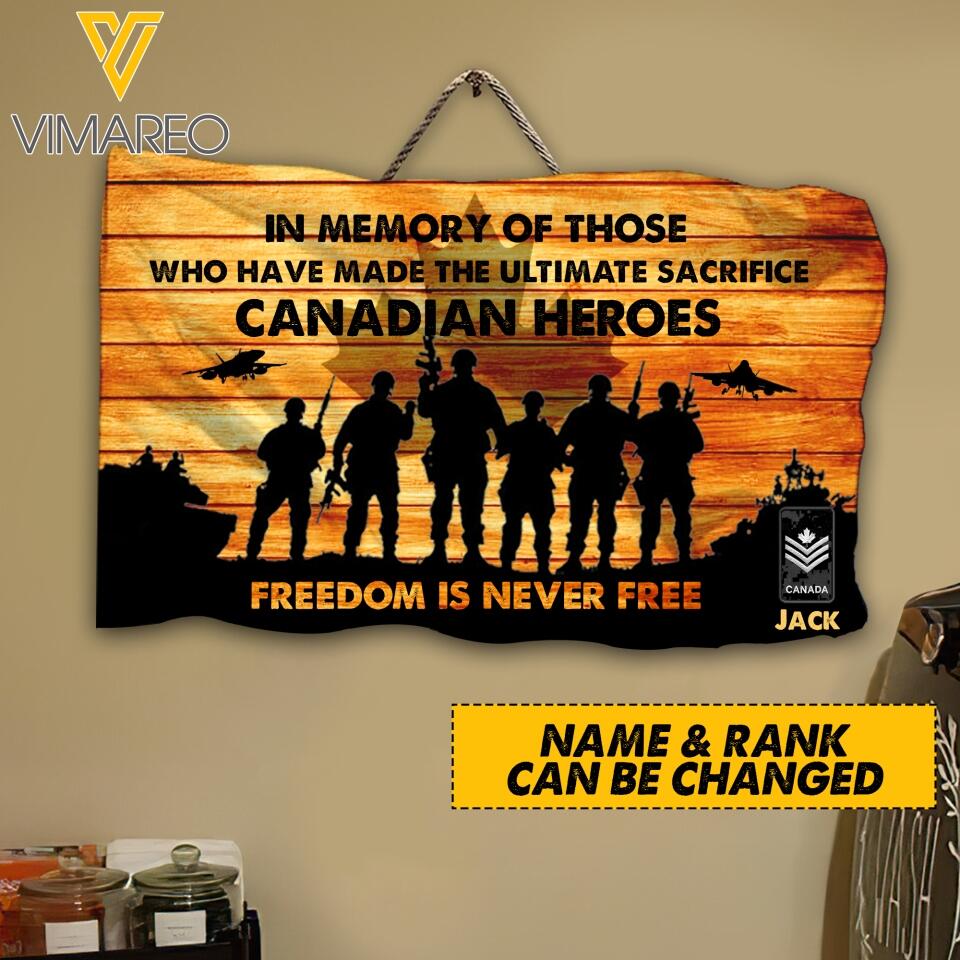 Personalized Canadian Soldier/Veterans Wood Sign Printed 22APR-HC06