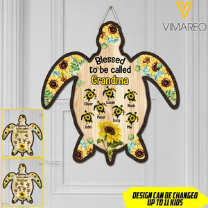 Personalized Grandma Turtle Wood Sign Printed M3Q