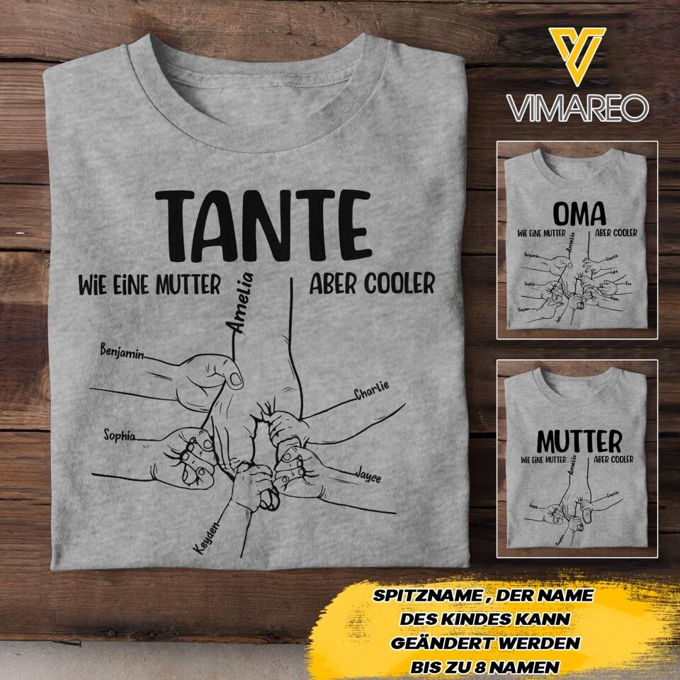 PERSONALIZED TANTE AUNTIE KIDS NUMBERS T-SHIRT