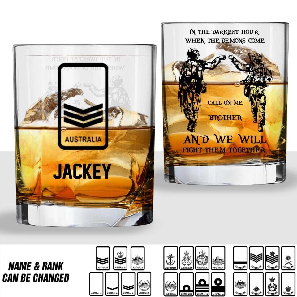 Personalized In The Darkest Hour, When The Demon Come, Call On Me Brother Whiskey Glass Australia Rank Customized Glass Printed  DHVQ1309