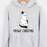 Personalized Meowy Christmas Cat Lovers Tshirt Hoodie Or Sweatshirt Printed QTH2511