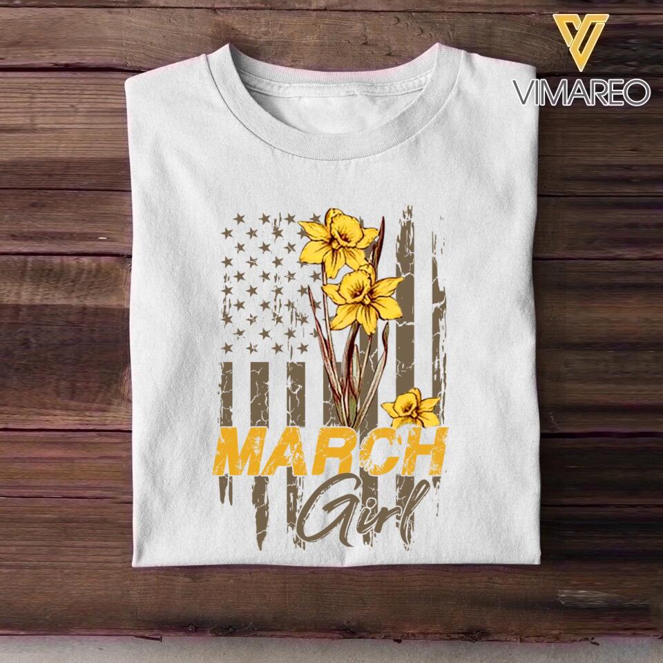 Personalized Birthday month flower March girl Sweatshirt, Tshirt Printed QTDT0102