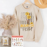 Personalized Birthday month flower March girl Sweatshirt, Tshirt Printed QTDT0102