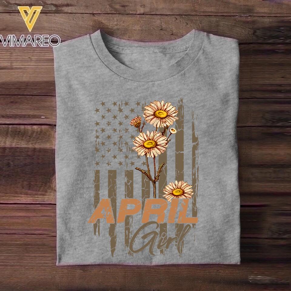 Personalized Birthday month flower April girl Sweatshirt, Tshirt Printed QTDT0102