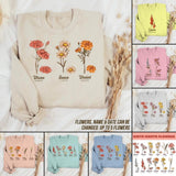 Personalized Flowers & Name Sweat Shirt Printed QTDT3101