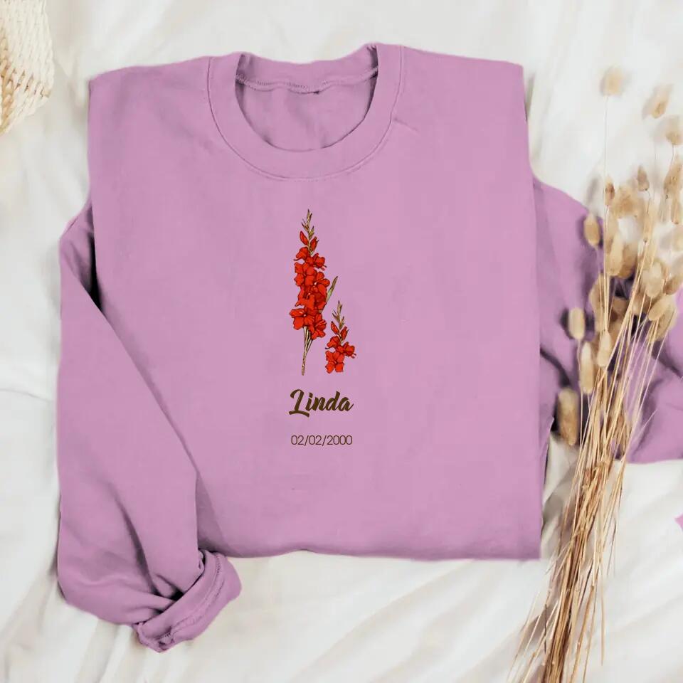 Personalized Flowers & Name Sweat Shirt Printed QTDT3101