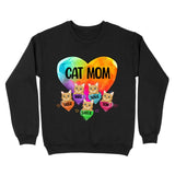 Personalized Cat Mom Heart & Cat's Name Tshirt or Sweatshirt Printed QTDT1302