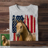 Personalized Upload Your Horse Flag Photo Tshirt Printed 23MAR-DT14