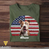Personalized Retro Flag Upload Dog Cat Pet Photo Dog Dad Dog Mom Tshirt