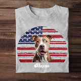 Personalized Retro Flag Upload Dog Cat Pet Photo Dog Dad Dog Mom Tshirt