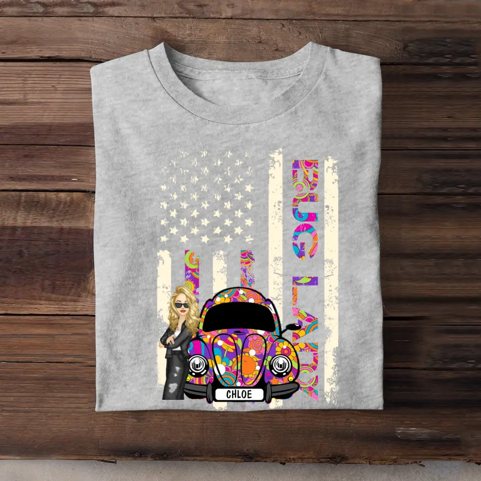 Personalized Bug Lady Hippie Girl Colorful Flag TShirt Printed QTTB1906