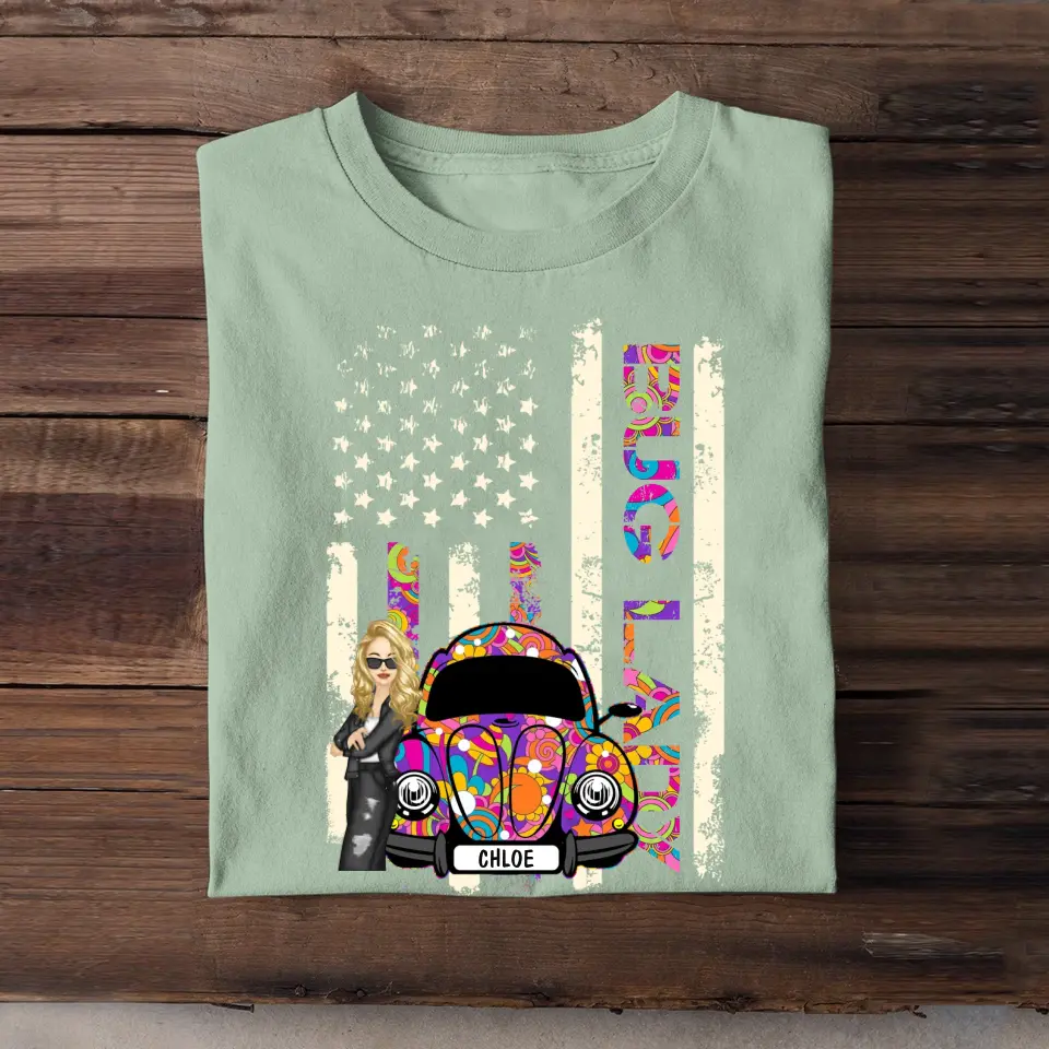Personalized Bug Lady Hippie Girl Colorful Flag TShirt Printed QTTB1906