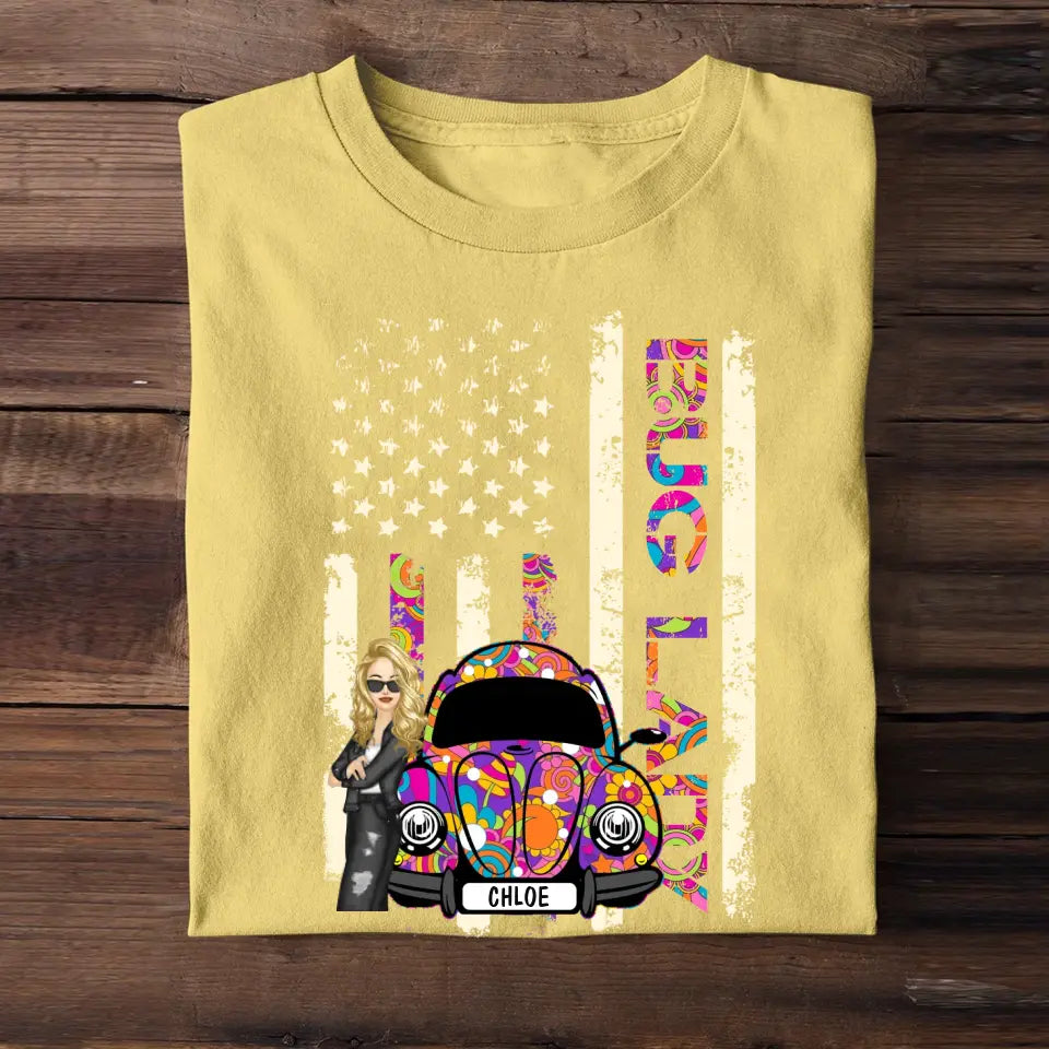 Personalized Bug Lady Hippie Girl Colorful Flag TShirt Printed QTTB1906