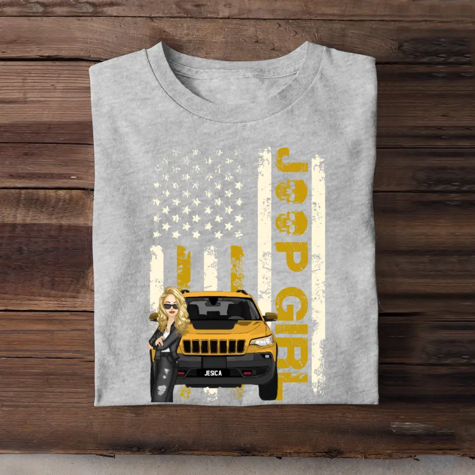 Personalized Jeep Girl Colorful Flag TShirt Printed QTHQ1906