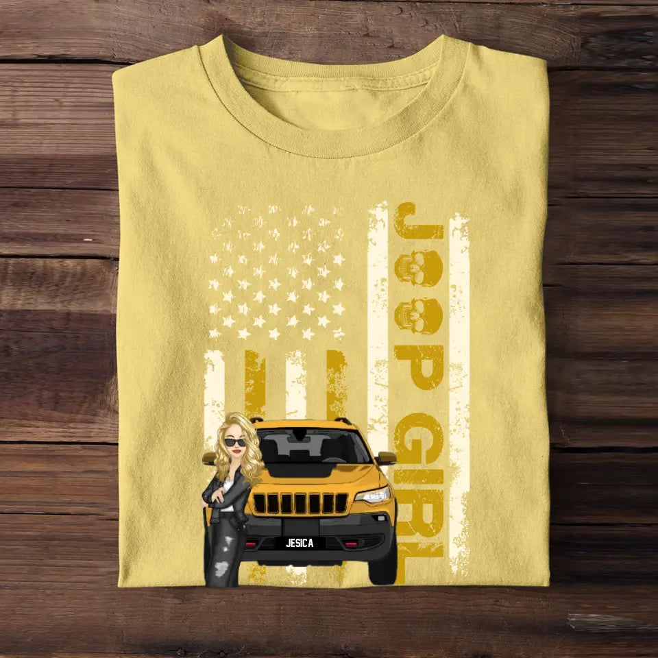 Personalized Jeep Girl Colorful Flag TShirt Printed QTHQ1906