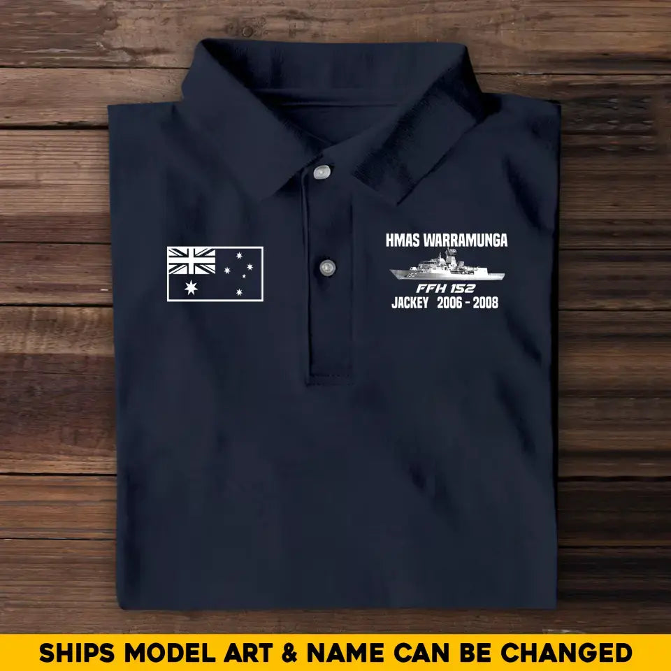 Personalized Royal Australian Navy Ships Art Name And Served Time Polo Printed QTHQ2406