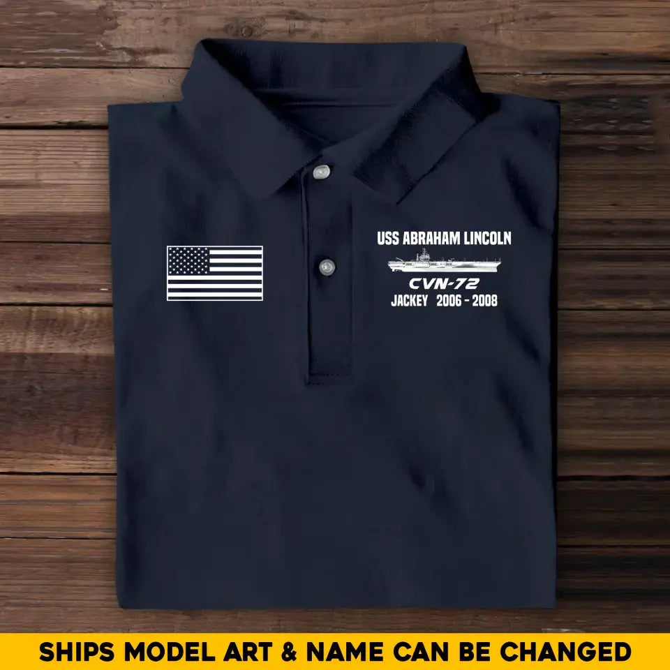 Personalized US Navy Ships Art Name And Served Time Polo Printed QTHQ2406