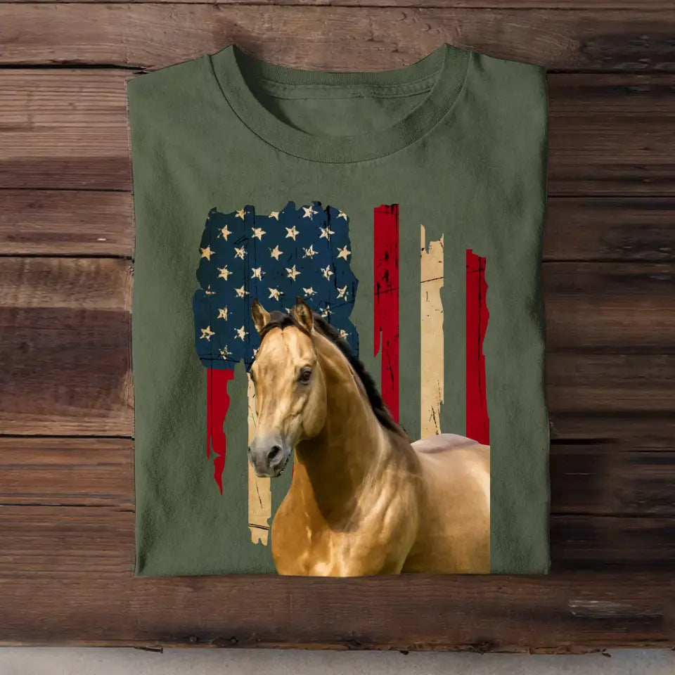 Personalized Upload Your Horse Photo Horse Lovers Gift T-shirt Printed 23JUN-DT14