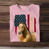 Personalized Upload Your Horse Photo Horse Lovers Gift T-shirt Printed 23JUN-DT14