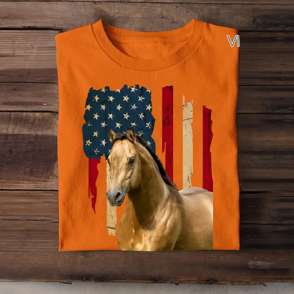 Personalized Upload Your Horse Photo Horse Lovers Gift T-shirt Printed 23JUN-DT14