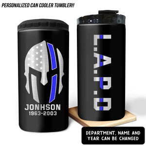 Personalized US Police Department Spartan Flag Can Cooler 16oz Printed 23JUL-KVH26