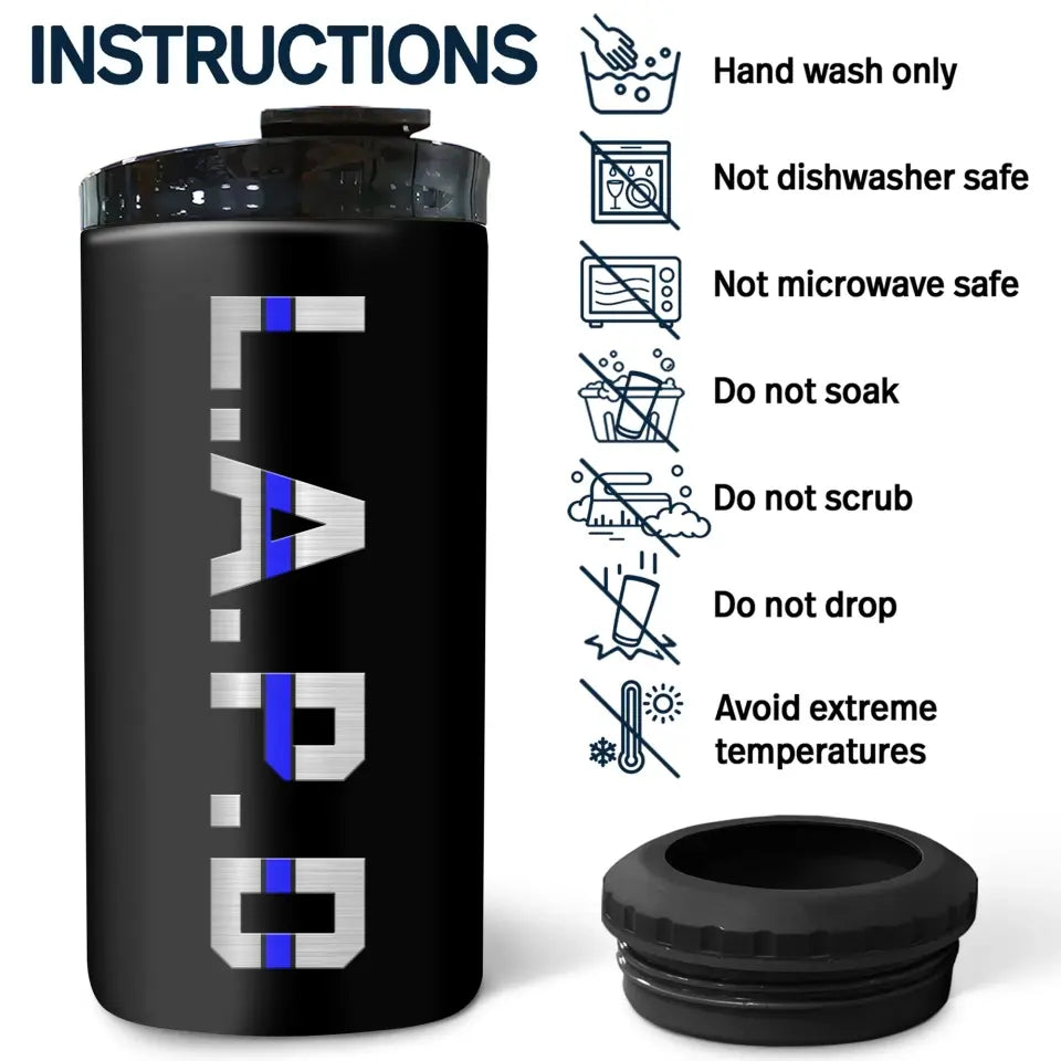 Personalized US Police Department Spartan Flag Can Cooler 16oz Printed 23JUL-KVH26