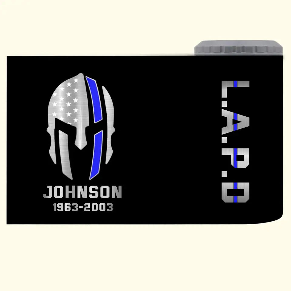 Personalized US Police Department Spartan Flag Can Cooler 16oz Printed 23JUL-KVH26