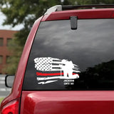 Personalized Firefighter Red Thin Line Flag Car Decal Printed QTNL202389