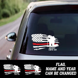 Personalized Firefighter Red Thin Line Flag Car Decal Printed QTNL202389