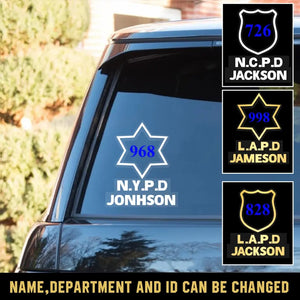 Personalized US Police Star And Shield Decal Printed QTKH602