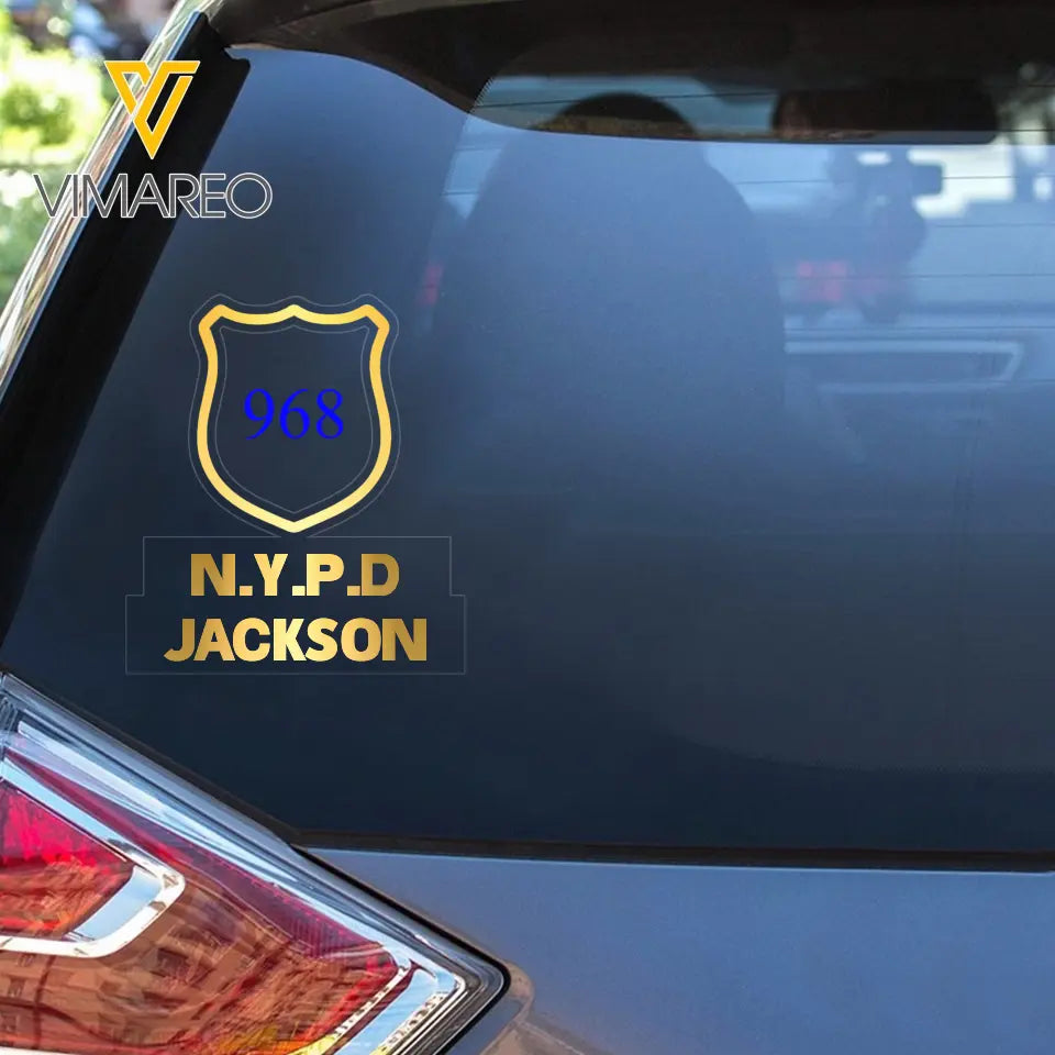 Personalized US Police Star And Shield Decal Printed QTKH602