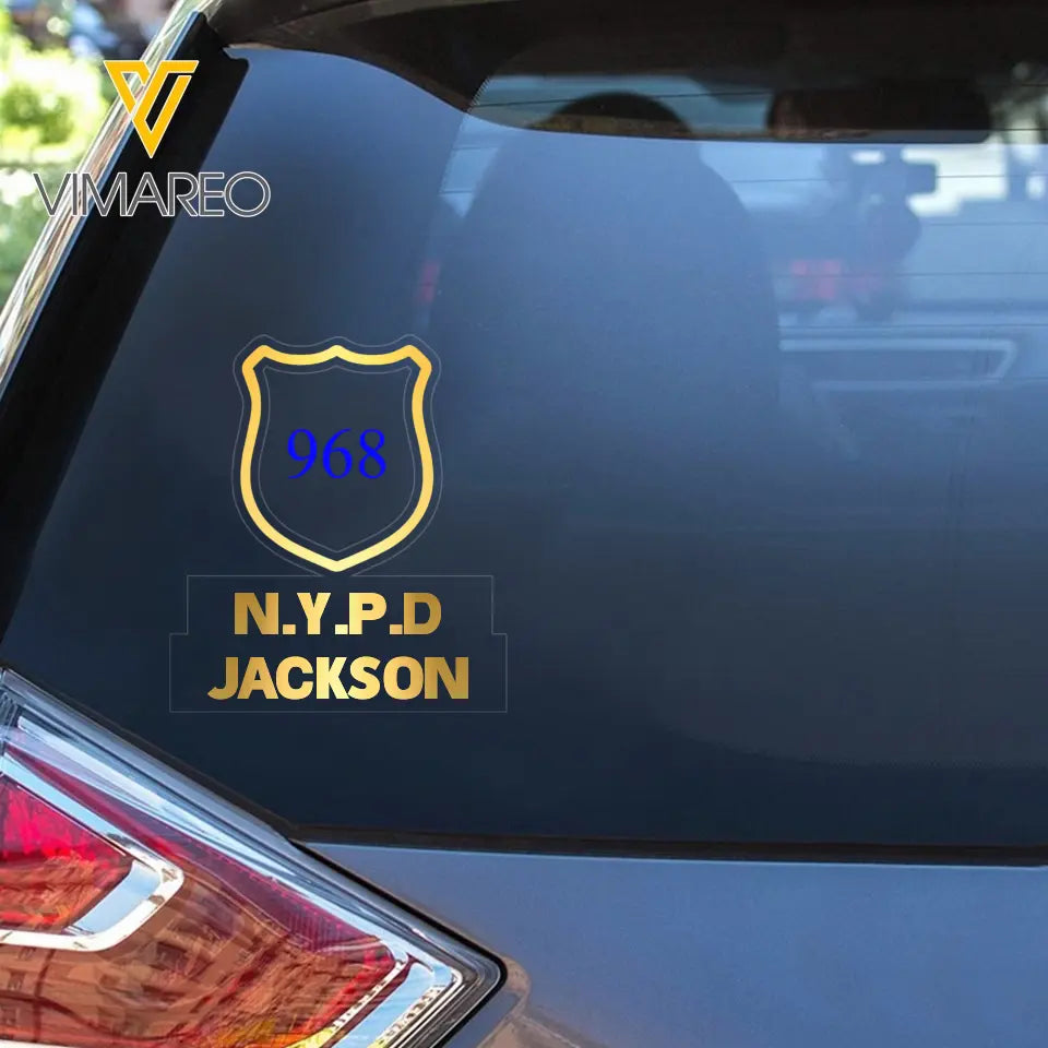 Personalized US Police Star And Shield Decal Printed QTKH602