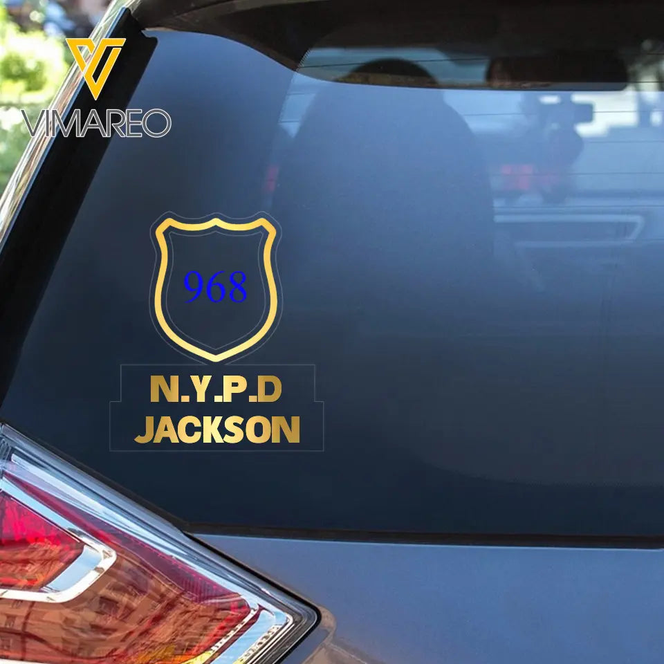 Personalized US Police Star And Shield Decal Printed QTKH602
