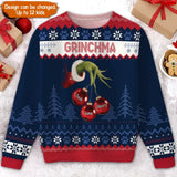 Personalized Grinchma & Kid Names Christmas Ugly Sweater Printed QTPN670