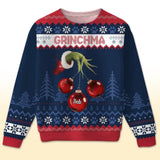Personalized Grinchma & Kid Names Christmas Ugly Sweater Printed QTPN670