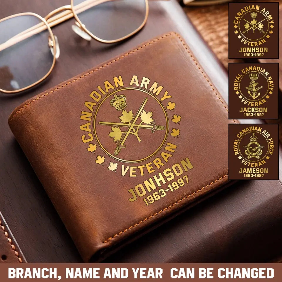 Personalized Canadian Military Branch Leather Wallet QTKH745