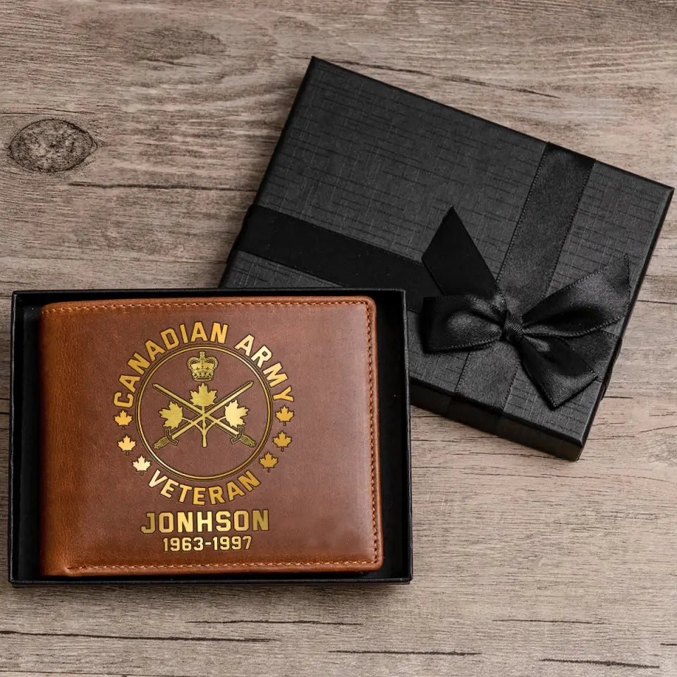 Personalized Canadian Military Branch Leather Wallet QTKH745