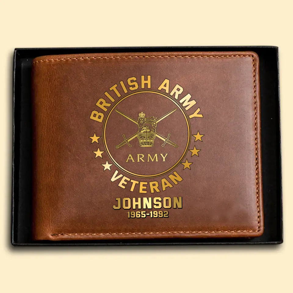 Personalized British Military Branch Leather Wallet QTKH745