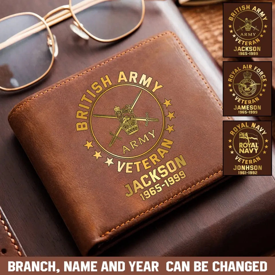 Personalized British Military Branch Leather Wallet QTKH745