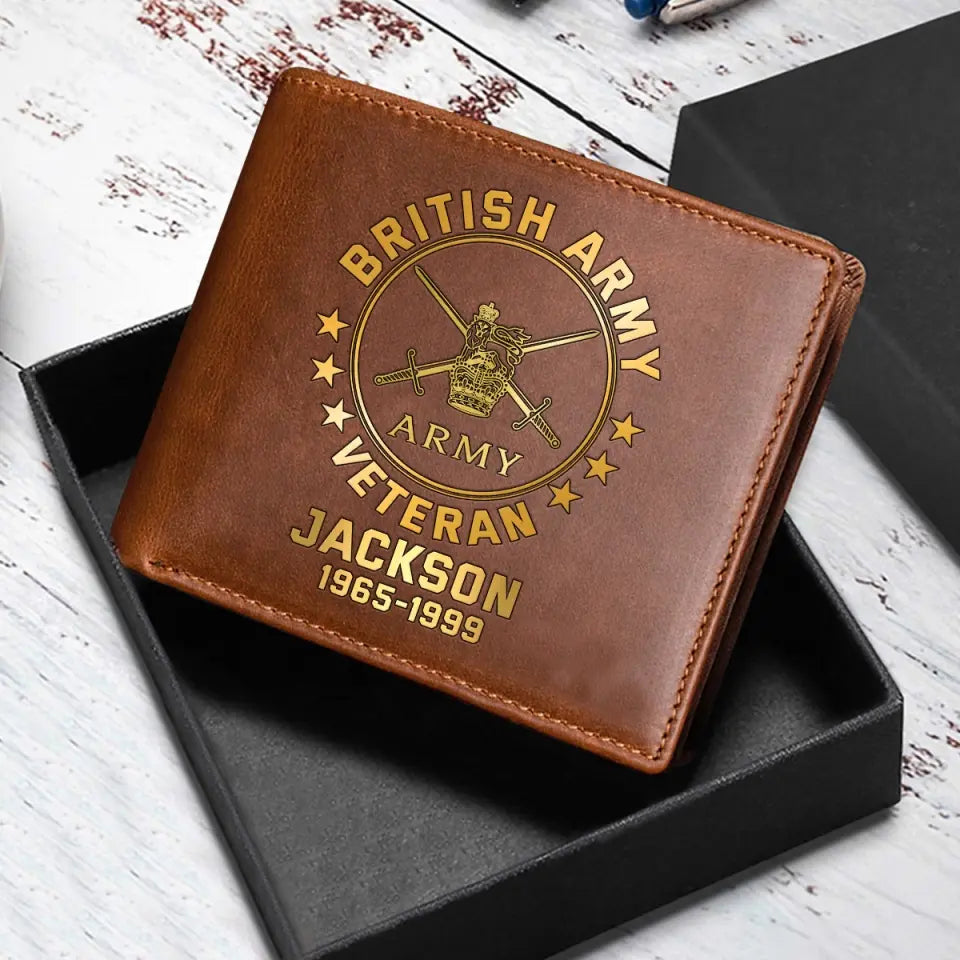 Personalized British Military Branch Leather Wallet QTKH745