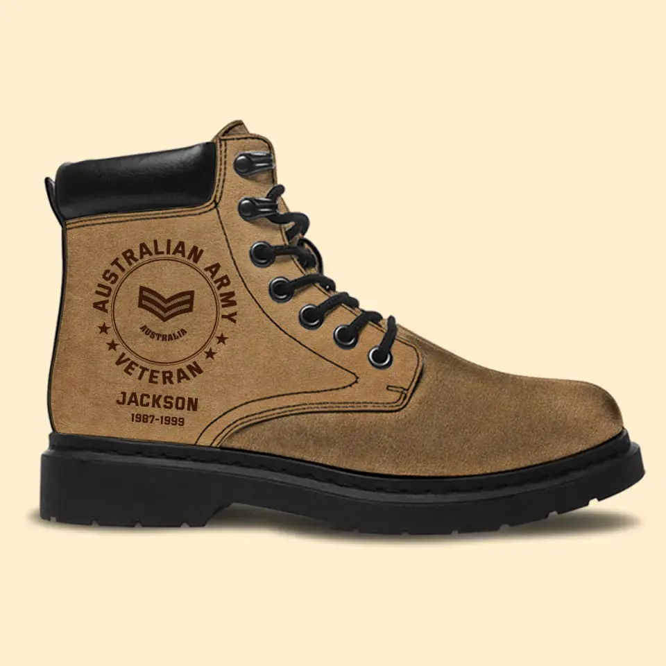 Personalized Australian Army Air Force & Navy Rank Custom Name Leather Boots Printed KVH23752