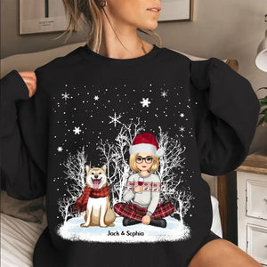 Personalized Dog & Girl Xmas Snow Hoodie 2D Printed PTN23668