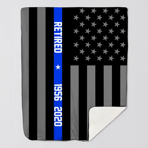 Personalized US Police Flag Sherpa or Fleece Blanket Printed KVH23760