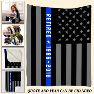 Personalized US Police Flag Sherpa or Fleece Blanket Printed KVH23760