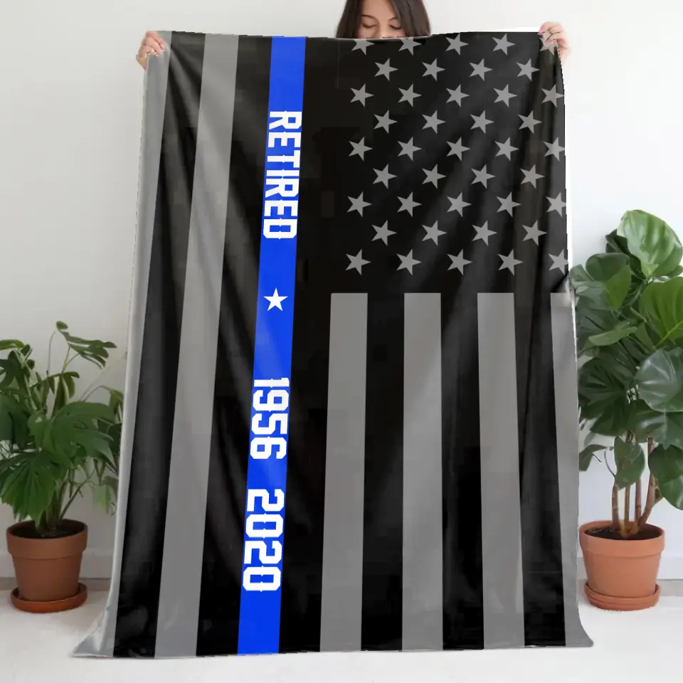 Personalized US Police Flag Sherpa or Fleece Blanket Printed KVH23760