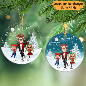 Personalized Auntie I Love You To The Moon And Back Kid Names Ceramic or Acrylic Ornament Printed PTN23772