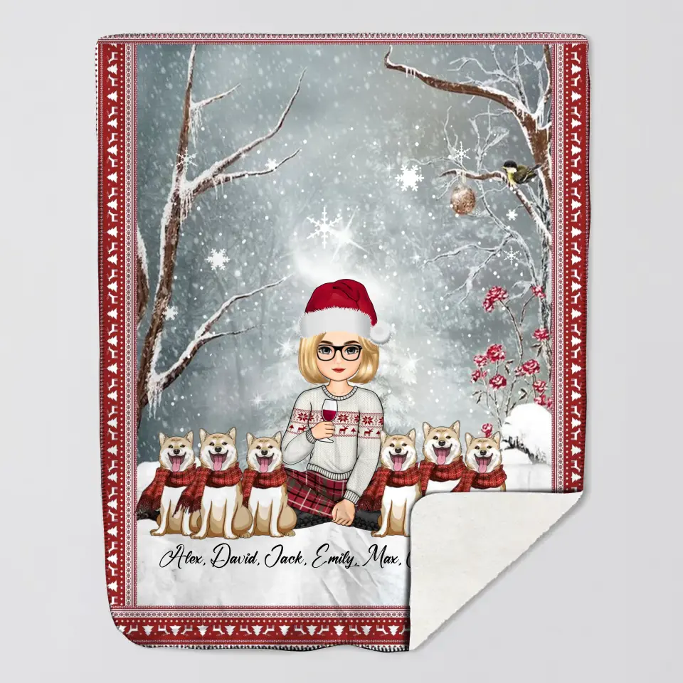 Personalized Dog Mom Snow Girl Xmas Sherpa or Fleece Blanket Printed PTN23809