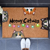 Personalized Meowy Catmas Cat Lovers Gift Doormat Printed HN23841